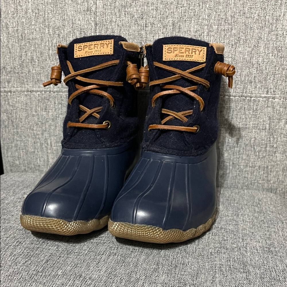 Sperry Dark Blue and Tan Duck Boots